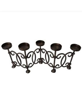 Vintage Hinged Panel Wrought Iron Candelabra